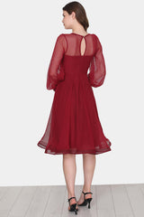 Midi - Abendkleid In Bordeaux