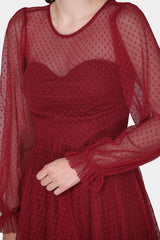 Midi - Abendkleid In Bordeaux
