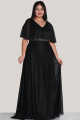 Pailletten - Abendkleid, Große Größen – Schwarz
