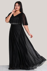 Pailletten - Abendkleid, Große Größen – Schwarz