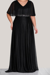 Pailletten - Abendkleid, Große Größen – Schwarz