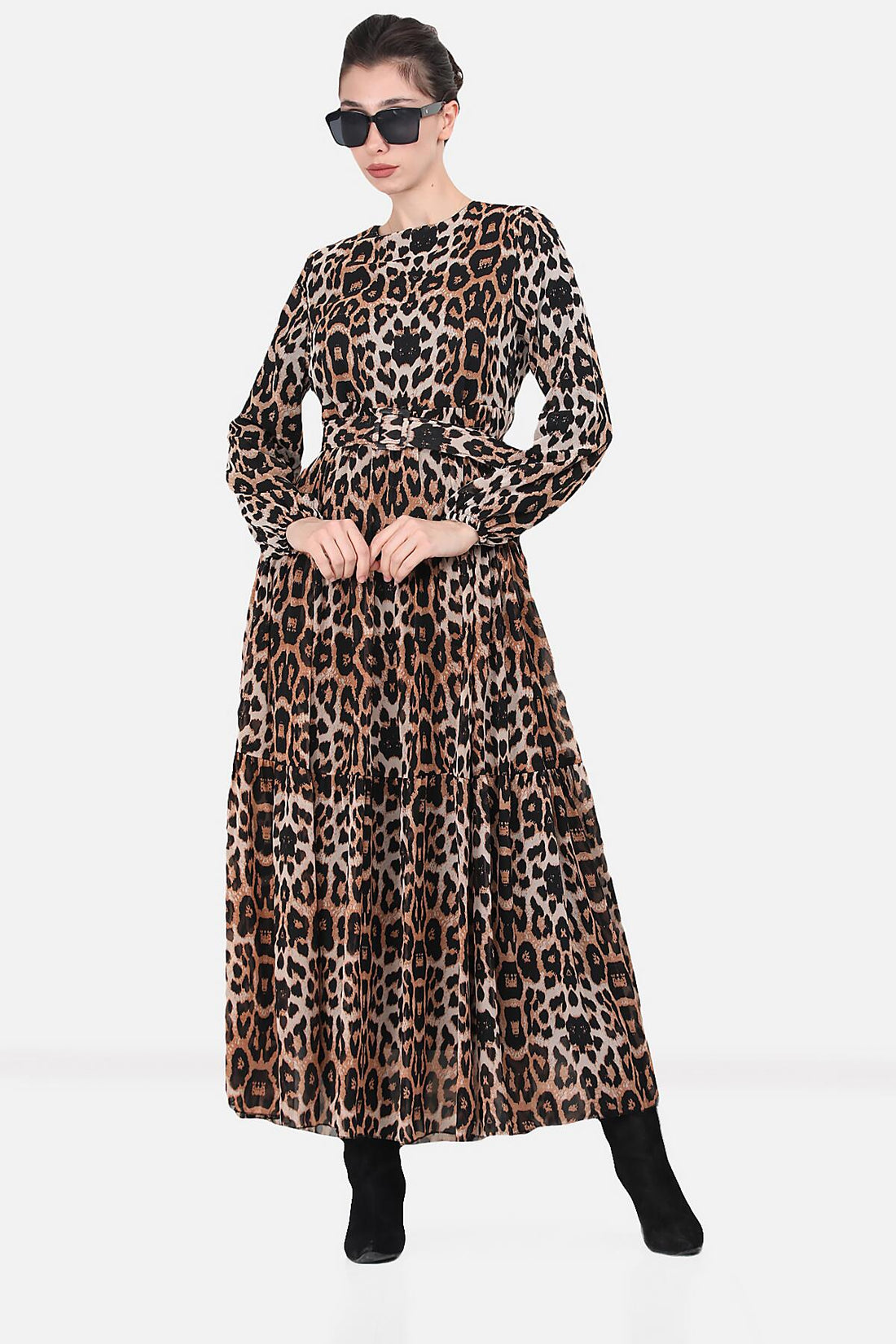Mehrfarbiges Chiffon - Maxikleid