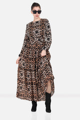 Mehrfarbiges Chiffon - Maxikleid