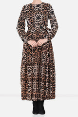 Mehrfarbiges Chiffon - Maxikleid