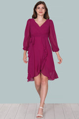 Fuchsia Chiffon Midi - Jurk