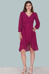 Fuchsia Chiffon Midi - Jurk