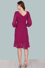 Fuchsia Chiffon Midi - Jurk