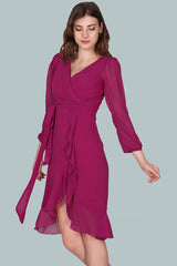 Fuchsia Chiffon Midi - Jurk