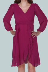 Fuchsia Chiffon Midi - Jurk