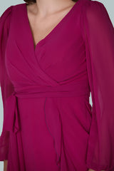Fuchsia Chiffon Midi - Jurk