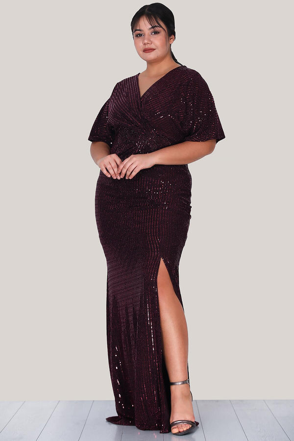 Plus - Size Pailletten Galajurk — Bordeaux