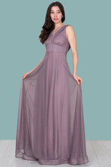 Langes Abendkleid Mit Glitzer — Dusty Rose