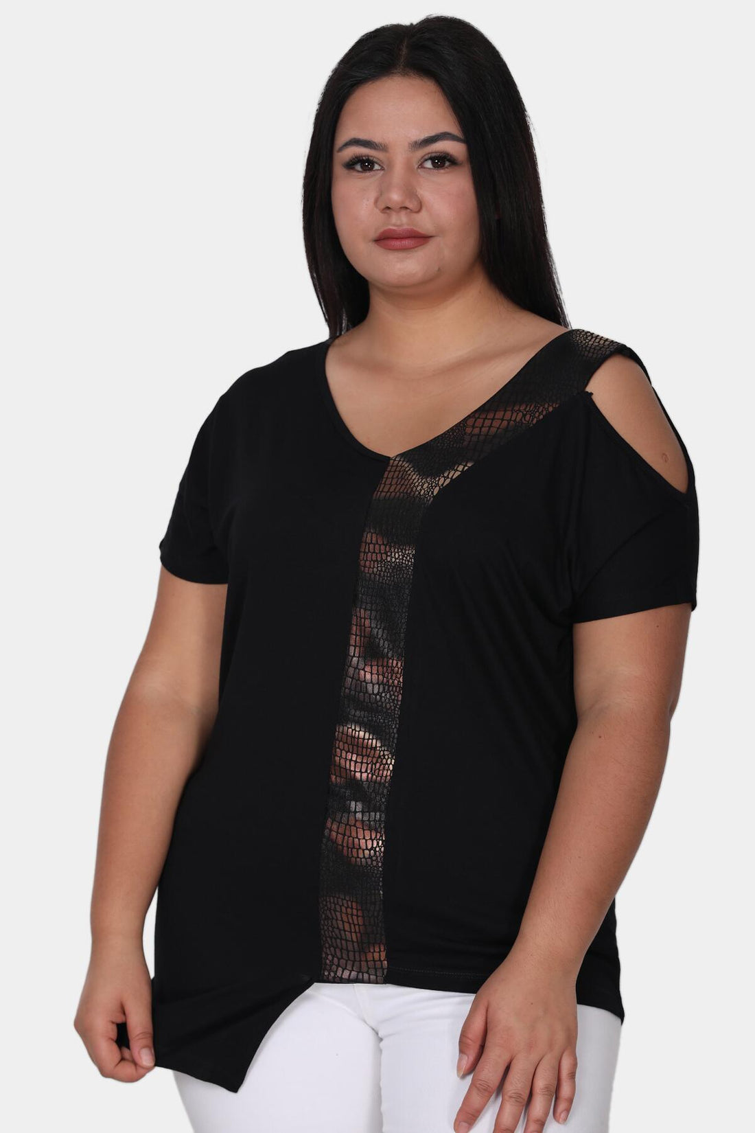 Plus - Size Blouse — Zwart