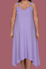 Asymmetrisches Kleid — Flieder (Große Größen)