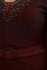 Glitzerndes Langes Abendkleid – Große Größen – Bordeaux