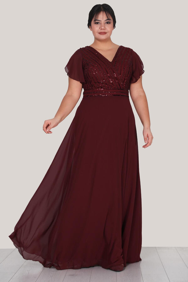Plus - Size Burgundy Evening Dress