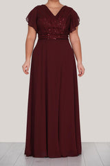 Plus - Size Burgundy Evening Dress