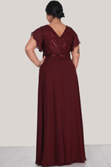 Plus - Size Burgundy Evening Dress