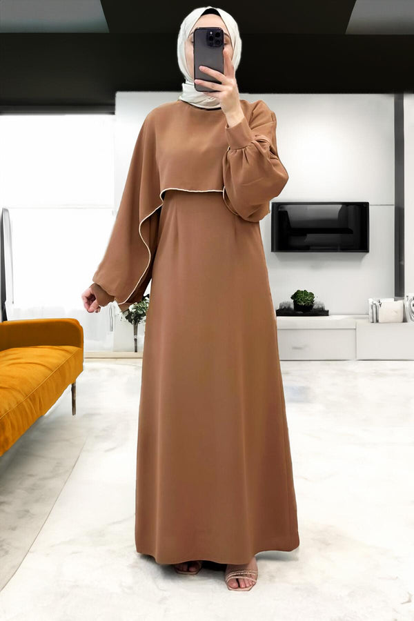 Lange Crêpejurk — Beige