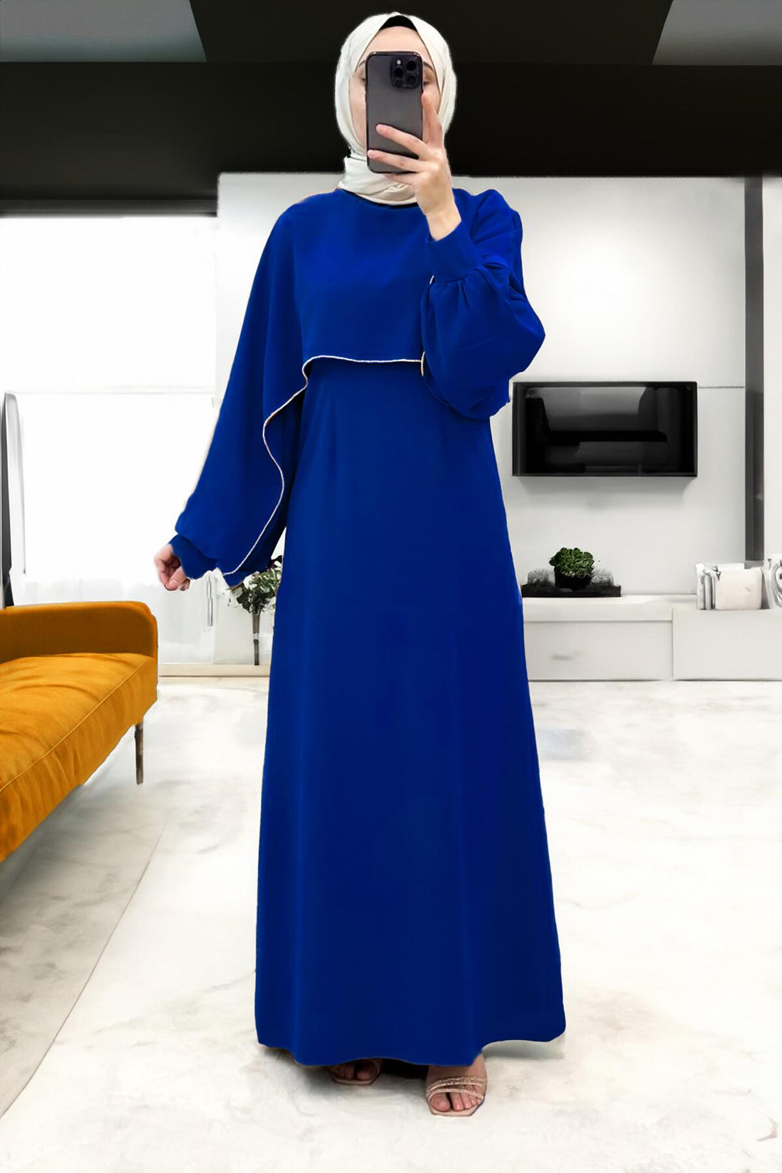 Lange Crêpejurk — Royal Blue