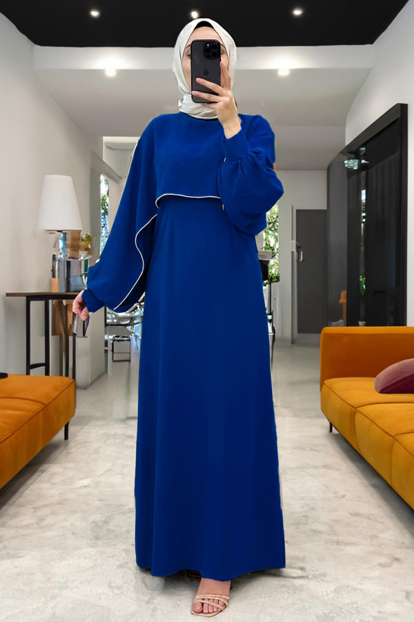 Lange Crêpejurk — Royal Blue