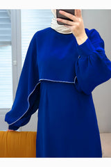 Lange Crêpejurk — Royal Blue