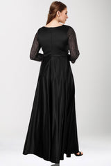 Satin - Abendkleid (Große Größen) – Schwarz