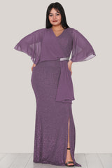 Schimmerndes Langes Abendkleid – Große Größen, Flieder