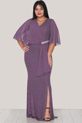 Schimmerndes Langes Abendkleid – Große Größen, Flieder