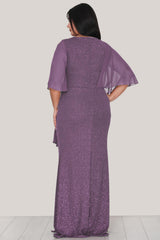 Schimmerndes Langes Abendkleid – Große Größen, Flieder