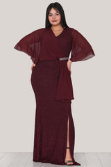 Schimmerndes Langes Abendkleid – Große Größen, Bordeaux