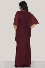 Schimmerndes Langes Abendkleid – Große Größen, Bordeaux