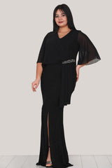 Langes Glitzer - Abendkleid – Große Größe – Schwarz