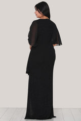 Langes Glitzer - Abendkleid – Große Größe – Schwarz
