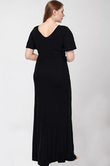 V - Ausschnitt - Maxikleid Mit Glitzer — Große Größen — Schwarz