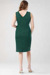 Plus - Size Korte Glitterjurk — Smaragdgroen