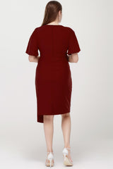 Plus - Size Satinkleid Mit Steinbesatz – Burgunder