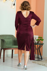 Plusmaat Wikkeljurk Met Glitter — Bordeaux