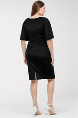 Satin - Midikleid (Große Größen) – Schwarz