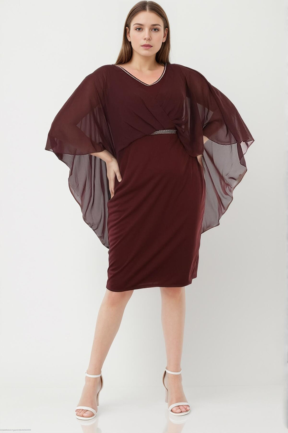 Chiffon - Abendkleid – Große Größe, Bordeaux