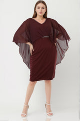 Chiffon - Abendkleid – Große Größe, Bordeaux