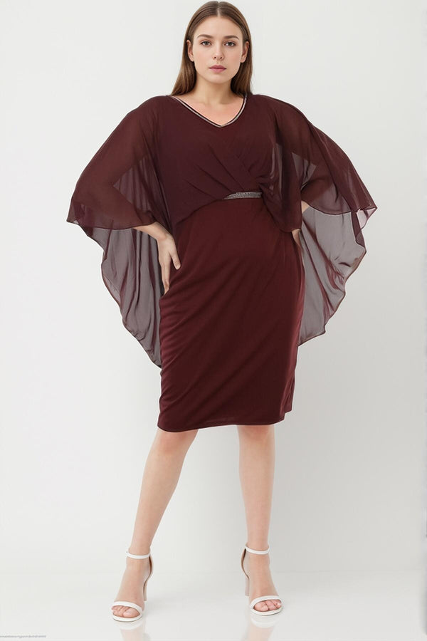 Chiffon Avondjurk – Grote Maat, Bordeaux