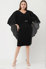 Chiffon Avondjurk – Grote Maat, Zwart