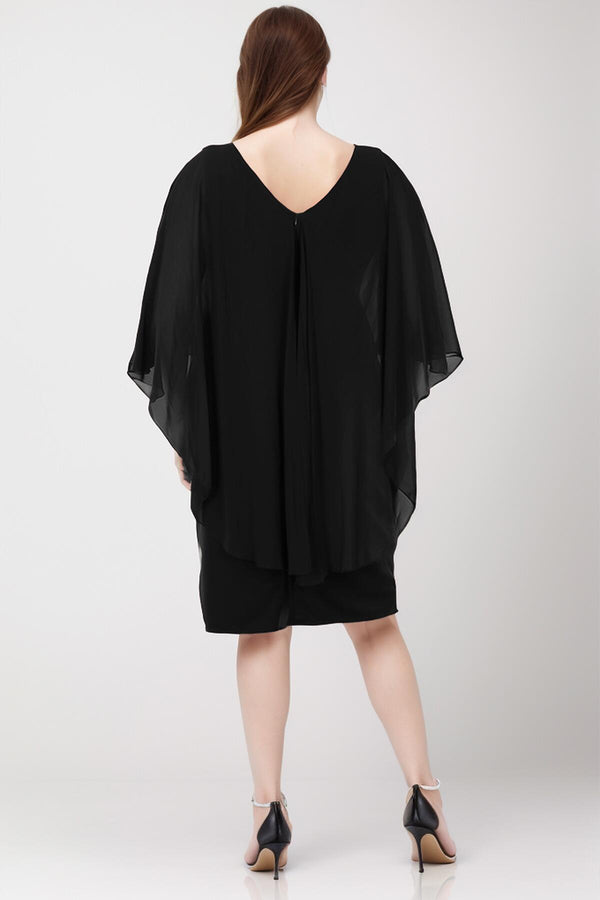 Chiffon Avondjurk – Grote Maat, Zwart