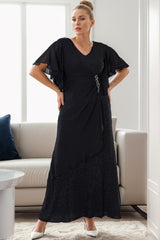 Glitzer - Abendkleid, Große Größe - Schwarz