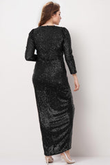 Plus Size Lange Pailletten Galajurk — Zwart