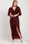 Plus Size Lange Pailletten Galajurk — Bordeaux
