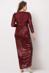Plus Size Lange Pailletten Galajurk — Bordeaux