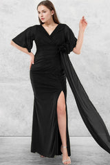 Langes Abendkleid In Großen Größen Mit Schimmer — Schwarz