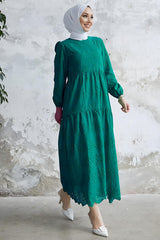 Guipure - Spitzen - Maxikleid – Smaragd
